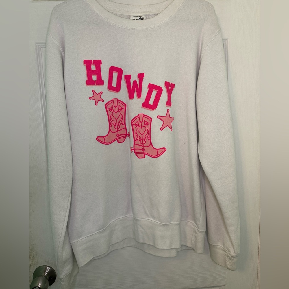 HOWDY YALL! Crew Neck pink and white